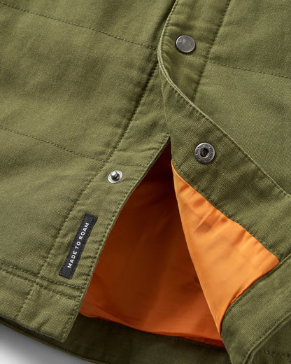 Taranaki Canvas Quilted Overshirt - Khaki - Flatlay