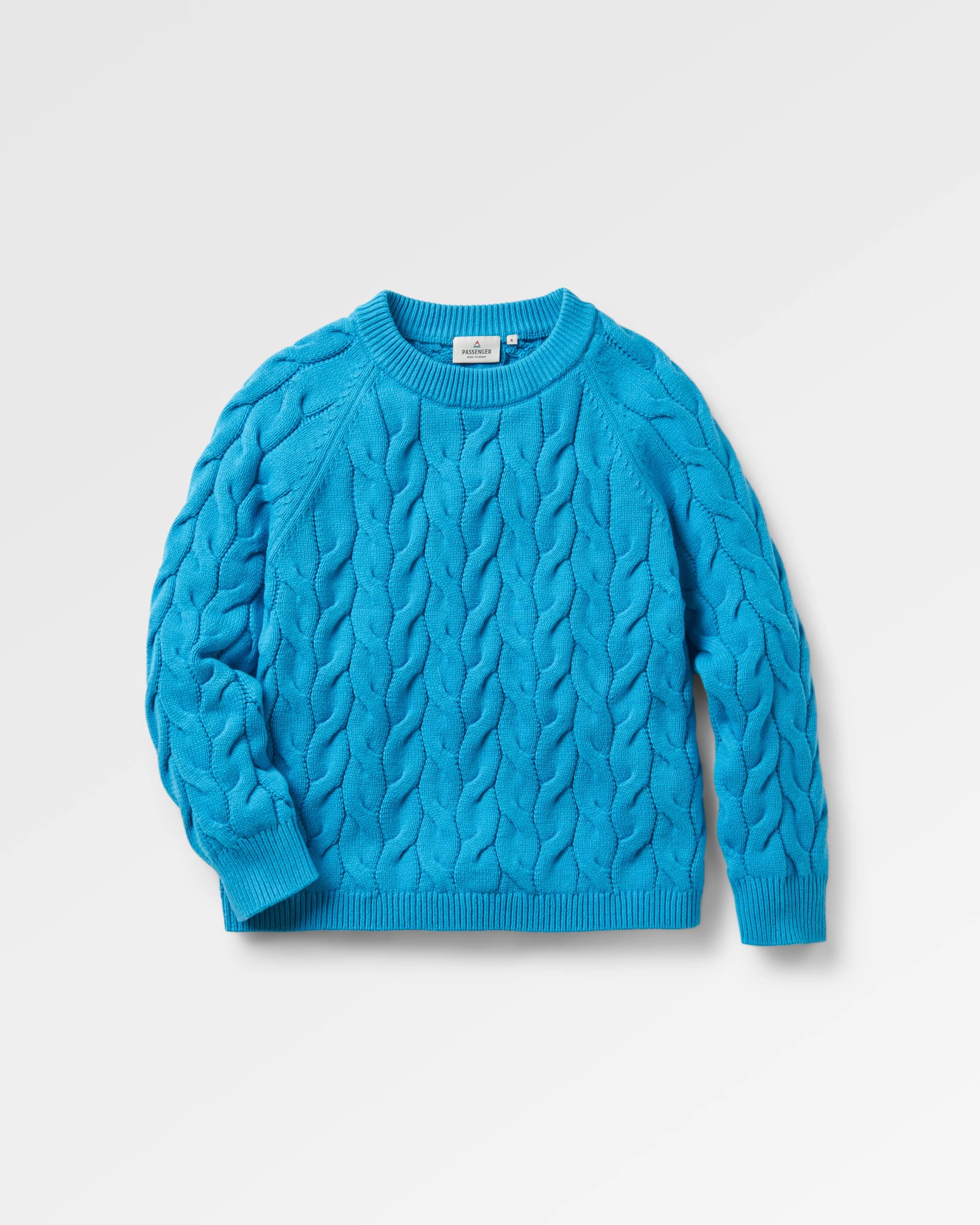 Comfort Organic Knitted Jumper - Atlantic Blue - Flatlay