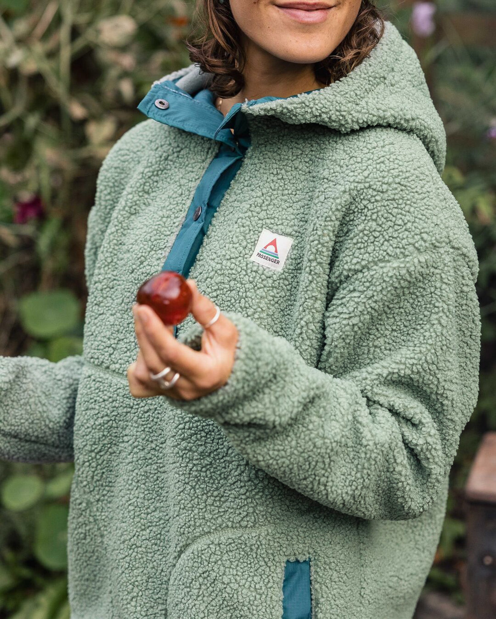 Calla Hooded Recycled Polar-Lined Fleece - Pistachio - Lifestyle