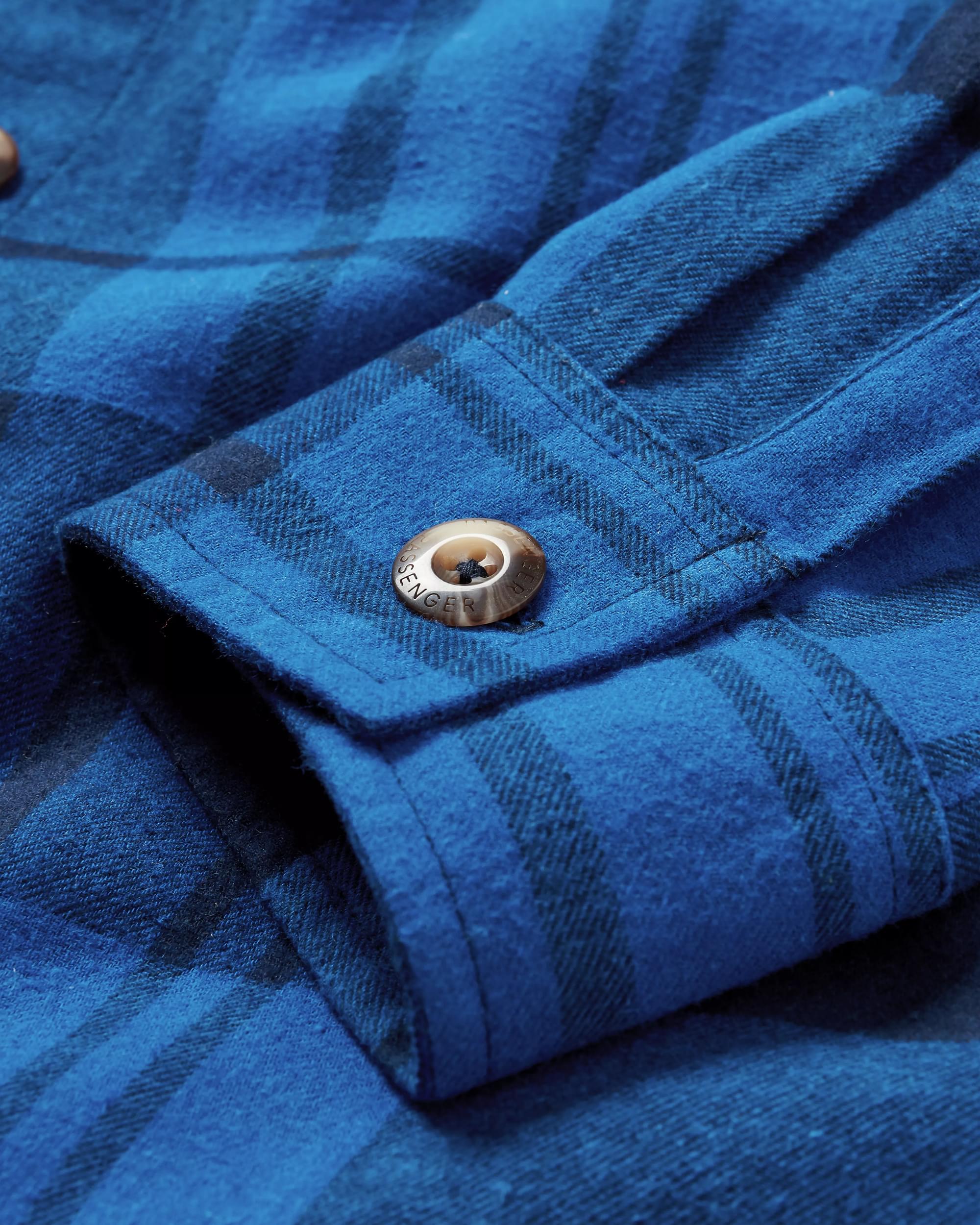 Harmony Organic Cotton Check Shirt - True Blue - Flatlay