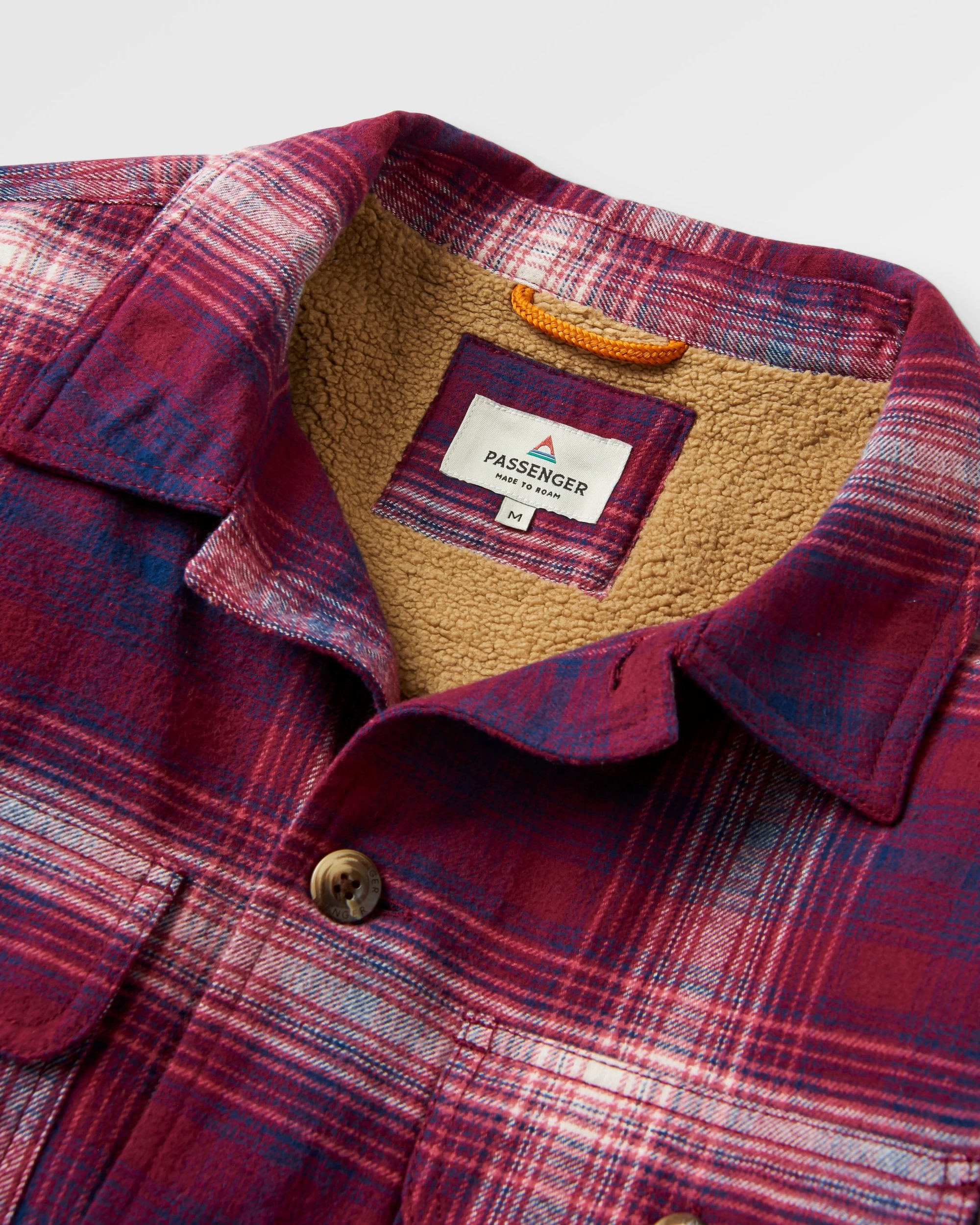 Freestyle Sherpa-Lined Overshirt - Wine/Rich Navy Check - Flatlay