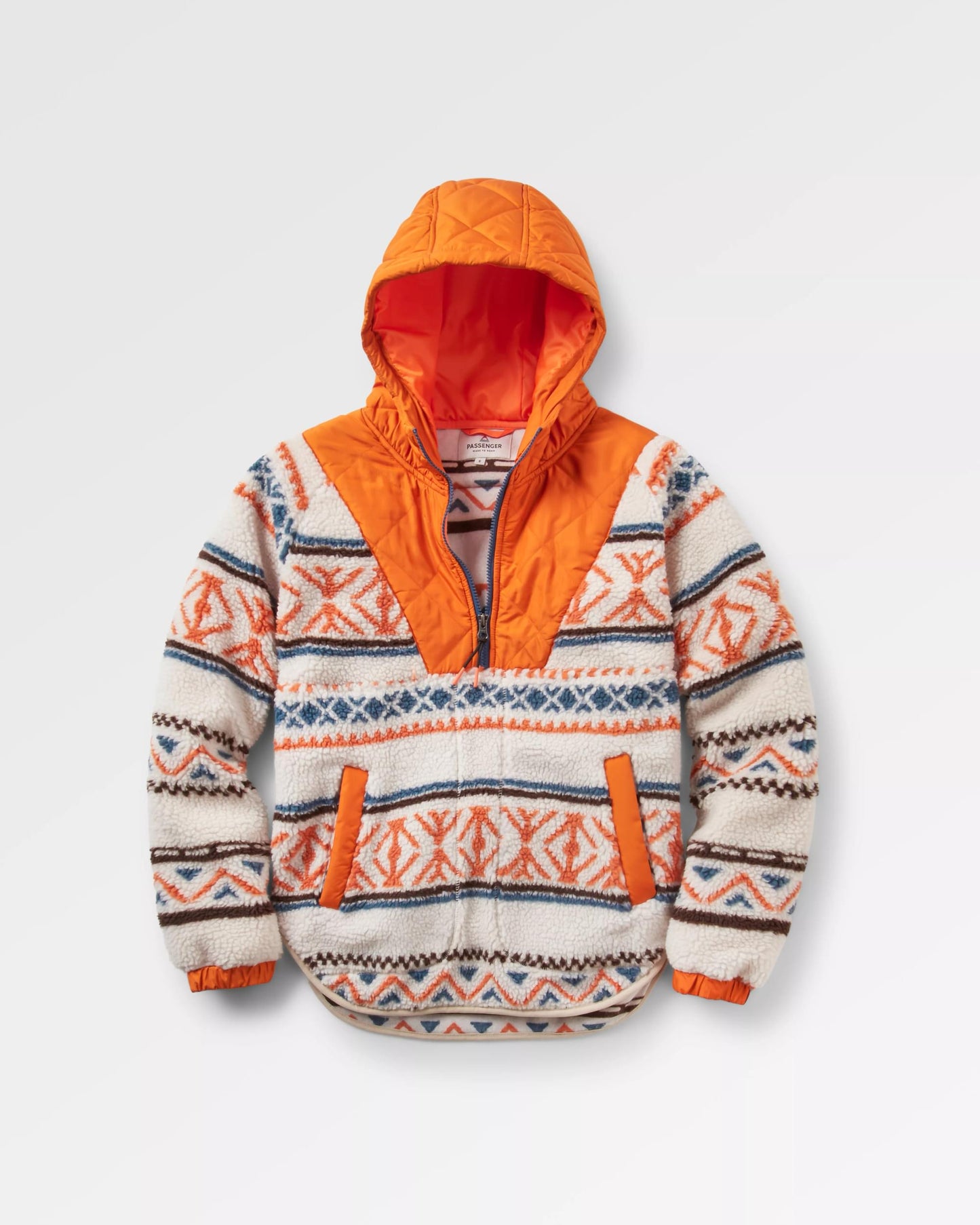 Beaumont Recycled Sherpa Hooded Fleece - Homespun Stripe Sunrise Orange