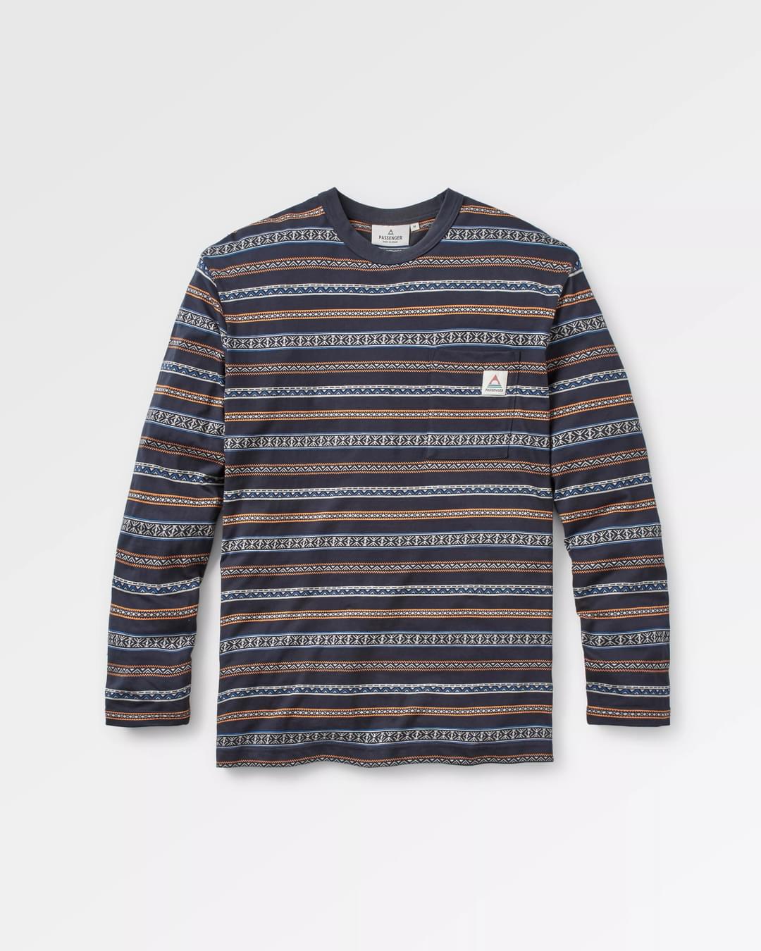 Crackle Organic Relaxed Fit LS T-Shirt - Midnight Fairisle