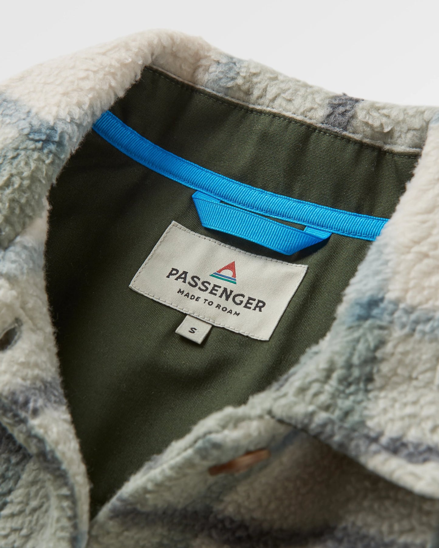 Cloudy Recycled Sherpa Fleece Shirt - Pistachio Check