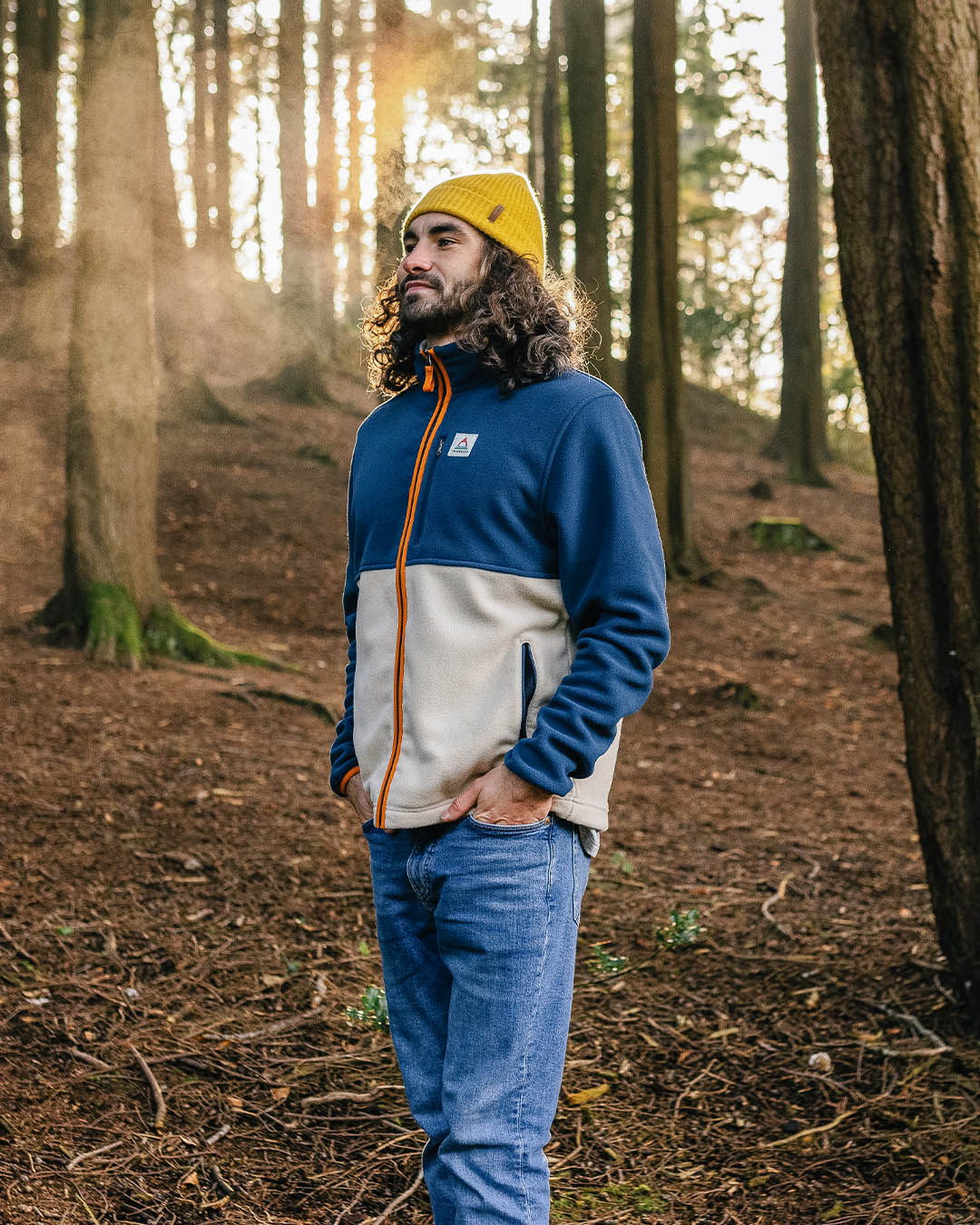 Ridge Full Zip Polar Fleece - Dark Denim/Oatmeal