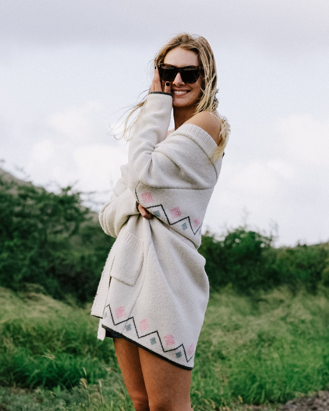 Leif Recycled Yarn Cardigan - Off White