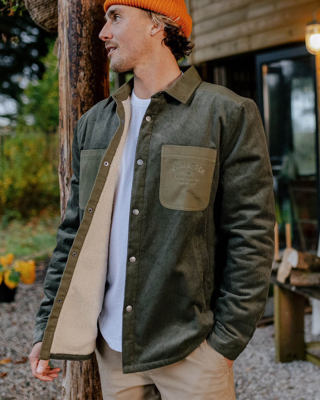 Kodiak Sherpa Lined Cord Shirt - Dusty Olive