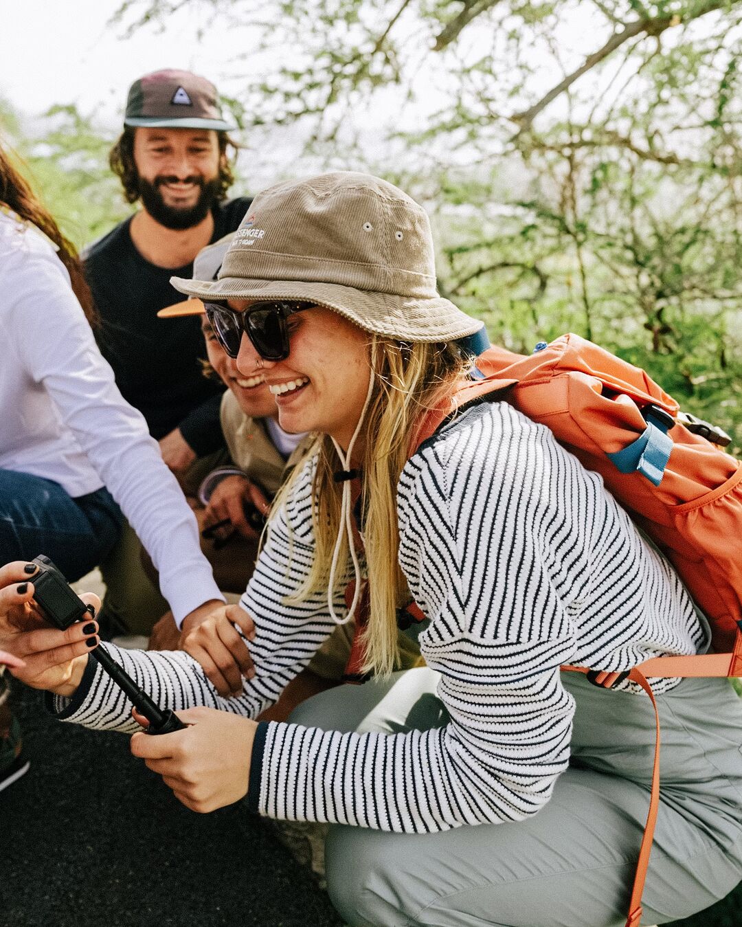 Muir Organic Knitted Jumper - Off White Stripe - Lifestyle