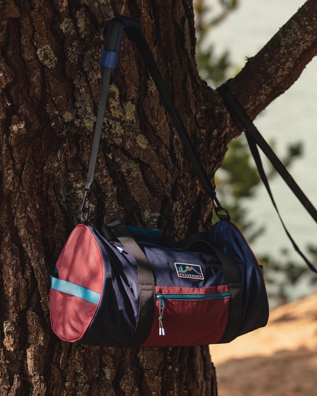 Escape It All 30L Recycled Duffle Bag - Navy/Burgundy